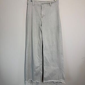 Oat New York Jeans Women's 10/30 Light Wash Blue/Gray High Rise Wide Leg Raw Hem